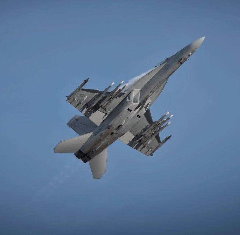 Boeing flew a U.S. Navy combat loaded F/A-18F Super Hornet during each of the three daily airshows. Mike Luedey Photo