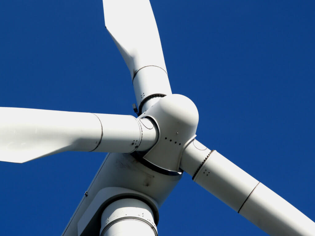 Closeup of wind turbine 