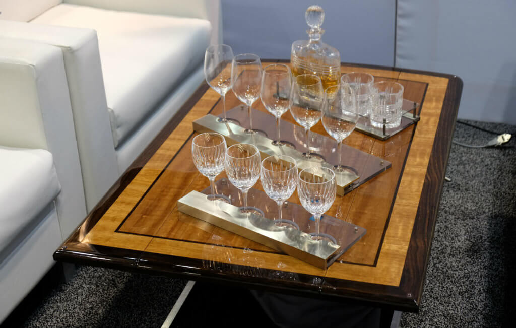 MSB Design is known for its protective glass racks and china, crystal and flatware inserts for aircraft interiors. Ben Forrest Photo
