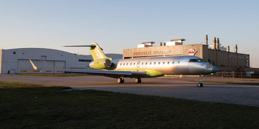 Bombardier plane on ground