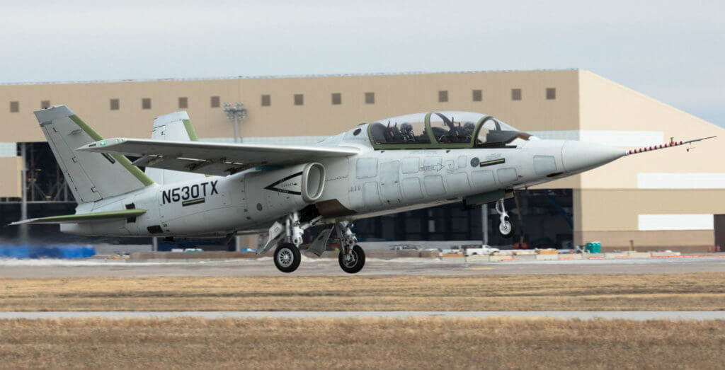 The aircraft took off from McConnell Air Force Base in Wichita and conducted a range of manoeuvres during the one-hour and 42-minute flight. Textron Photo