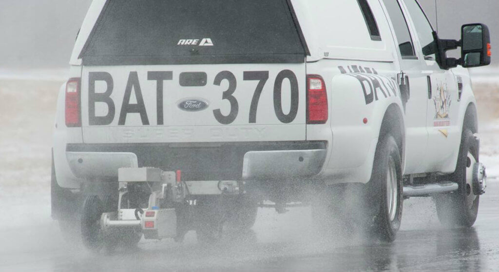 The anti-skid braking system is mounted to a Ford F-550 truck during testing. Team Eagle Photo