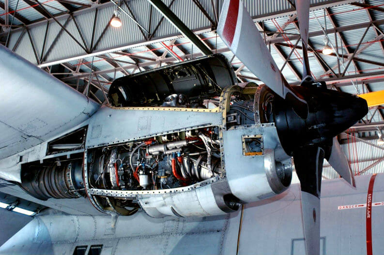 The Rolls-Royce T56/501-D engine is installed on a variety of aircraft, including Lockheed Martin's C 130/L-100 Hercules transport family and P-3 Orion anti-submarine warfare platform, as well as Northrop Grumman's E-2 Hawkeye early warning aircraft. Vector Photo