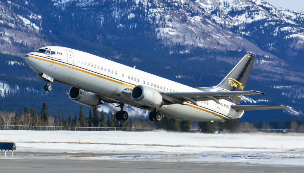 Flights booked through NewLeaf are operated by Flair Airlines, a licensed Canadian airline with an experienced crew and pilots flying Boeing 737-400 passenger jets. Flair Air Photo
