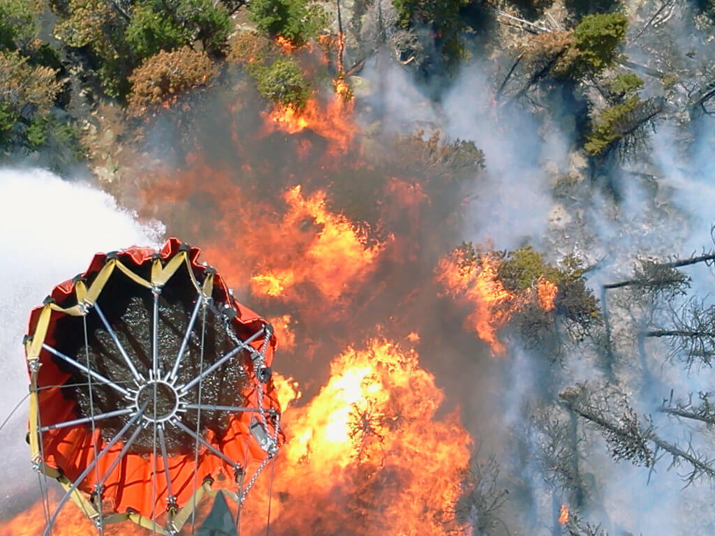 Bambi Bucket used to douse flames