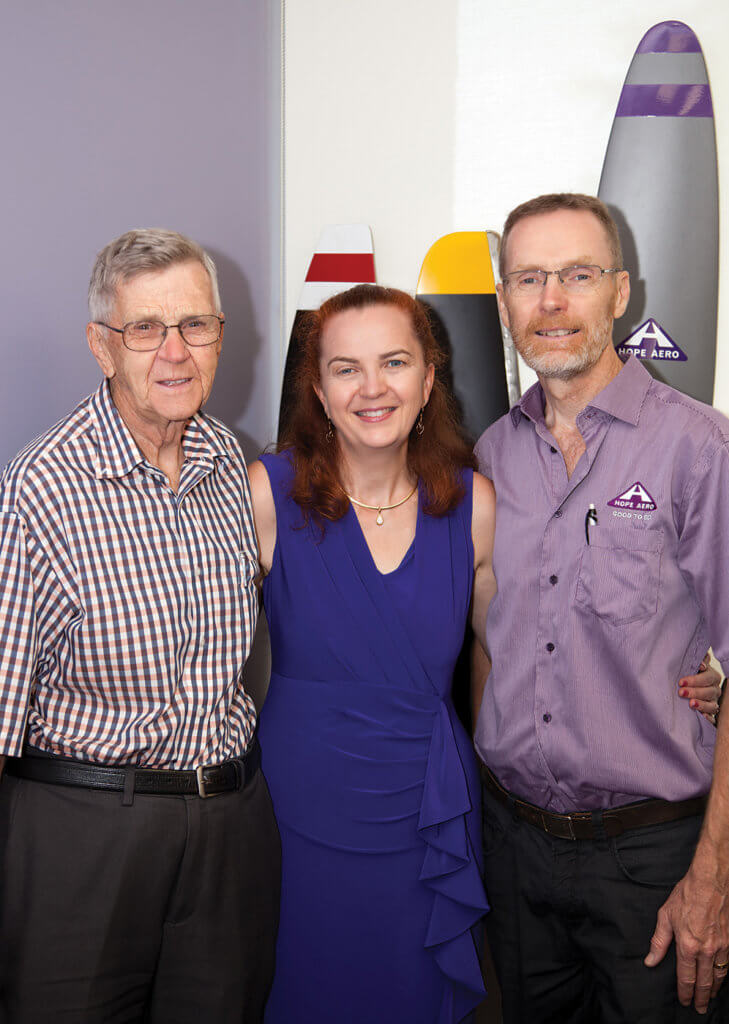 Hope Aero is a family-owned company guided in part by founder Harry Hope, left, chief financial officer Cathy Dunn, and CEO Terry Hope. Andy Cline Photo