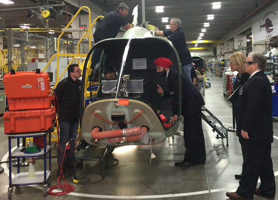 More than 100 highly skilled jobs in Quebec were secured following the Texas-based helicopter manufacturer's decision to assemble its new 505 helicopter in Mirabel. Navdeep Bains Photo