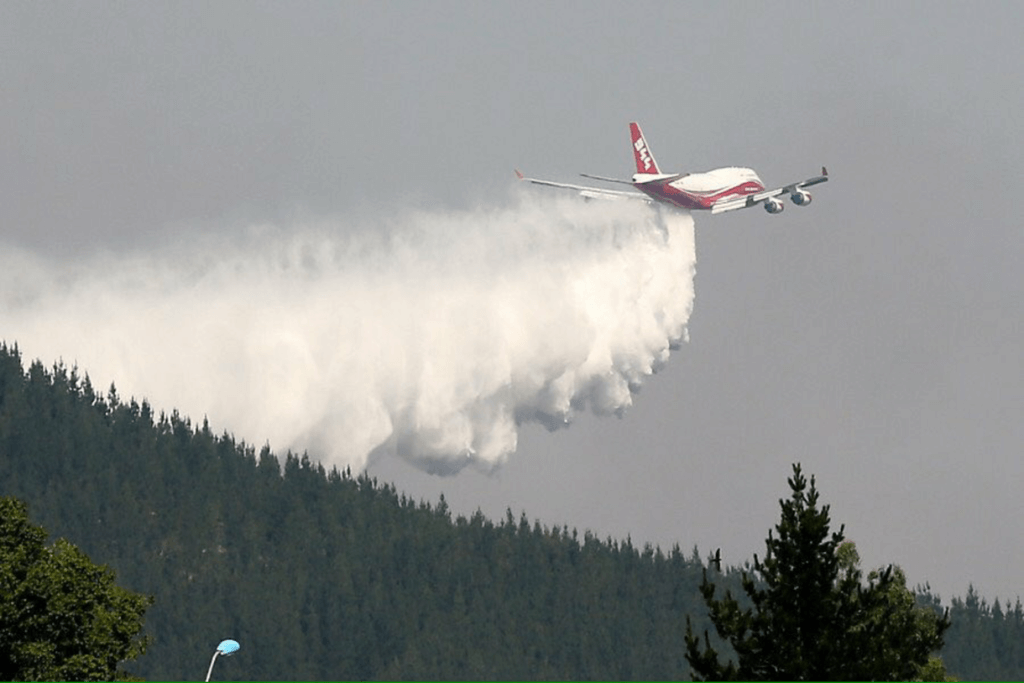 The Global SuperTanker drops water during one of its missions in Chile. Global SuperTanker Services Photo