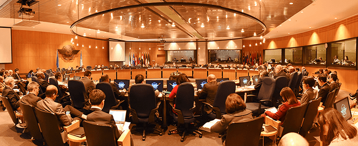 The 36-State ICAO Council convenes regularly at the headquarters of the International Civil Aviation Organization in Montreal. ICAO Photo