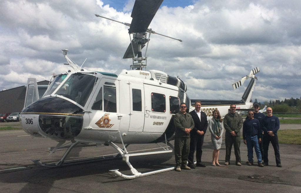 Developed as a cost-effective means of enhancing the performance of the enduring UH-1H platform, the UH-1H3 "hot, high, heavy" upgrade offers operators a portfolio of technical solutions with which to customize the Huey to their specific requirements. Pictured here: Capt Jeff Rose and Lt Al Daniel of the SBCSD and the Vector team in Langley, British Columbia. Vector Photo