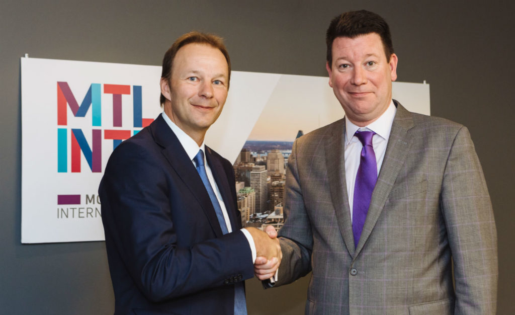 A footprint in Montreal could help expand F. List's products and services and extend its customer base much deeper into the North American market. Pictured here, Michael Groiss (left), chief executive officer of F. List and Hubert Bolduc, president and CEO of Montreal International. Montreal International image