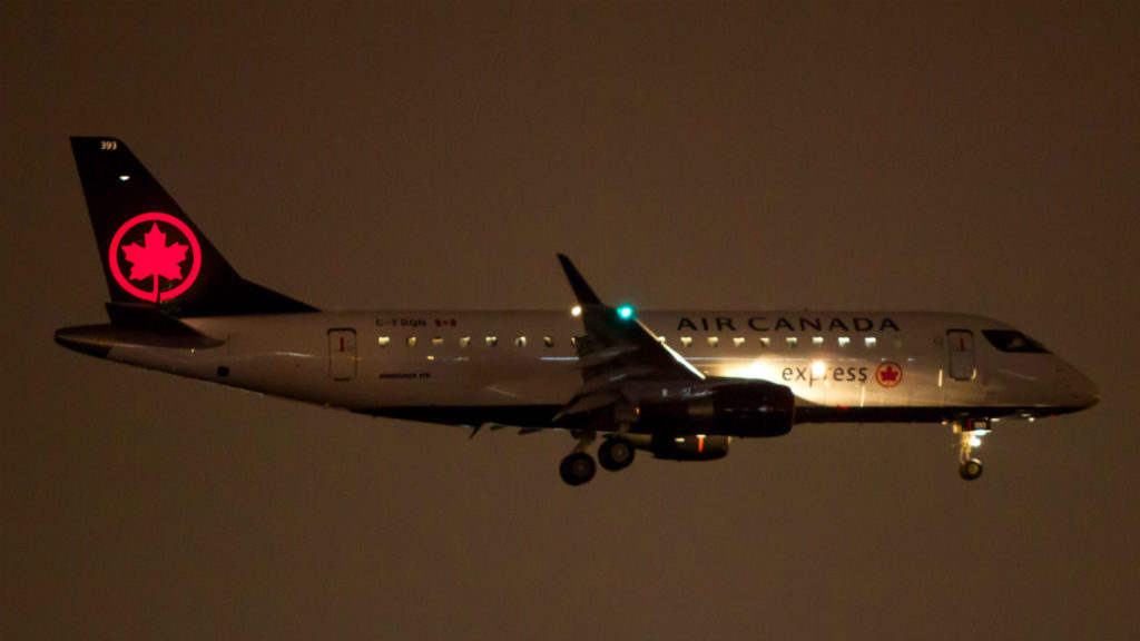 A Sky Regional ERJ175 arrives in Toronto from Montreal on April 10 on its first revenue flight on April 10. It is also the first Embraer to be adorned in the new Air Canada livery. Andy Cline Photo