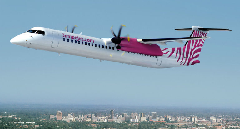 Jambojet is expected to take delivery of the first leased Q400 aircraft in May 2017, and the second aircraft later this year. Bombardier Photo