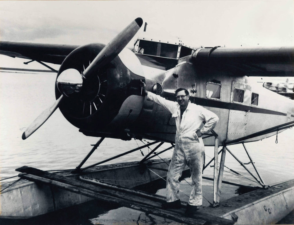 Don Hamilton, Air Spray cofounder and owner, bush piloting in 1954. Air Spray Photo
