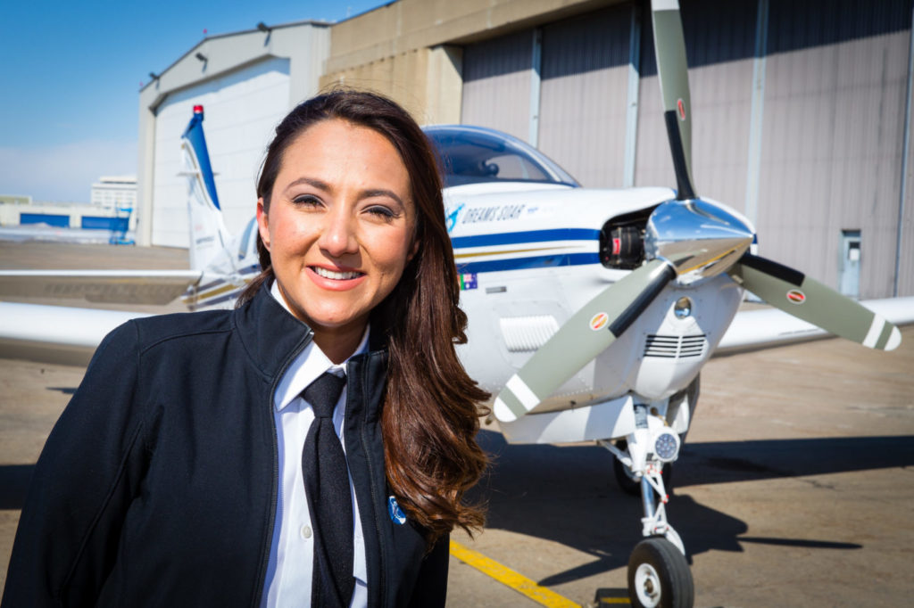 Shaesta Waiz stands with her airplane