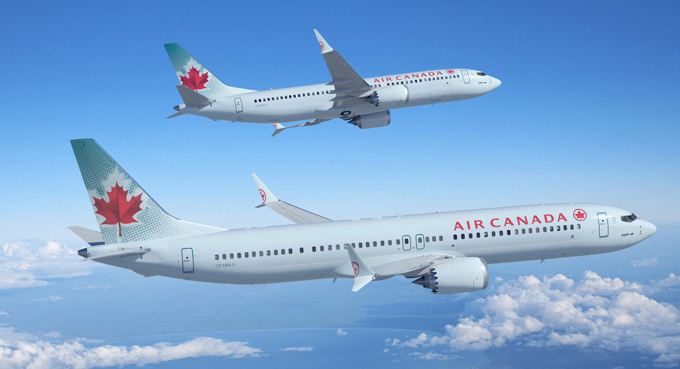 Two Air Canada planes in flight