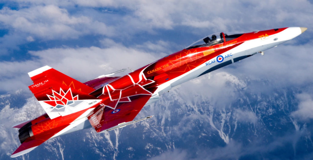 This year's CF-18 Demo is decorated in a striking paint scheme based on the official Canada 150 logo. The Demo plays an essential role representing Canada's military to the public as our country celebrates Canada's 150th. Mike Reyno Photo