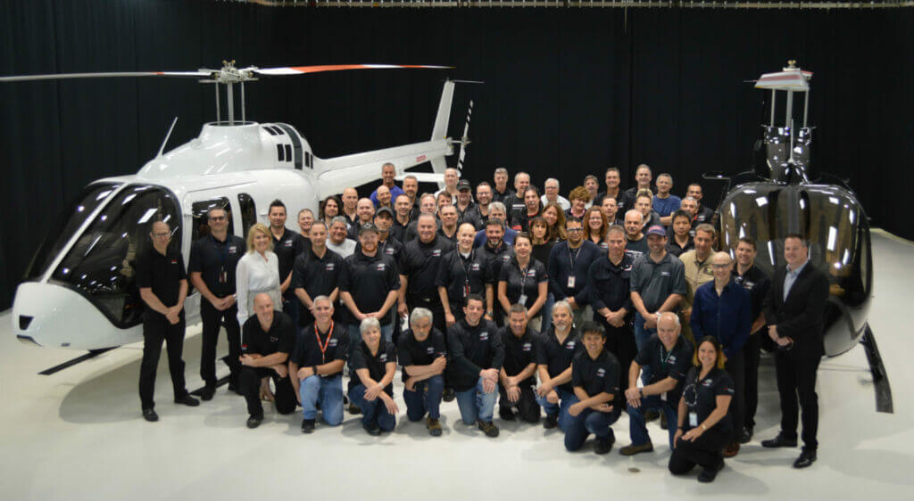The Bell 505 Jet Ranger X program team members recently gathered to celebrate the deliveries.Bell Photo