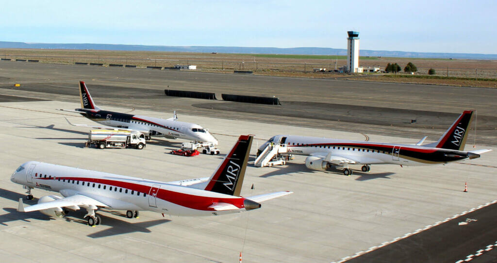 The MRJ -70 and MRJ -90 will each be powered by two PW1200G engines. The engine was optimized specifically for the MRJ program, which in turn designed the wing and aerodynamics with the PW1200G in mind. Pratt & Whitney Photo