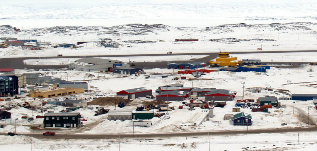 This photo of the Iqaluit airfield shows its original and 1987 terminals. The original airfield hangar was built in 1943 and still remains in use today. Kenneth Johnson Photo
