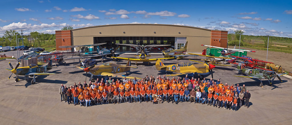 This 2011 photo shows the entire Michael Potter Collection as well as the volunteers who are the backbone of Vintage Wings. Peter Handley Photo