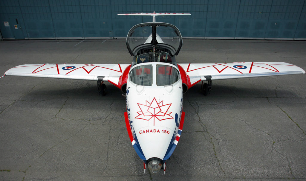 The Canadian Forces Snowbirds are proudly celebrating the 150th anniversary of Canadian Confederation by painting one of their CT-114 Tutor aircraft with 