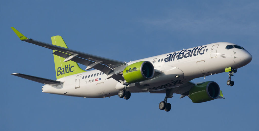 AirBaltic's brand new CS300 aircraft will be on static display alongside a Q400 aircraft in WestJet Encore colours. Bombardier Photo