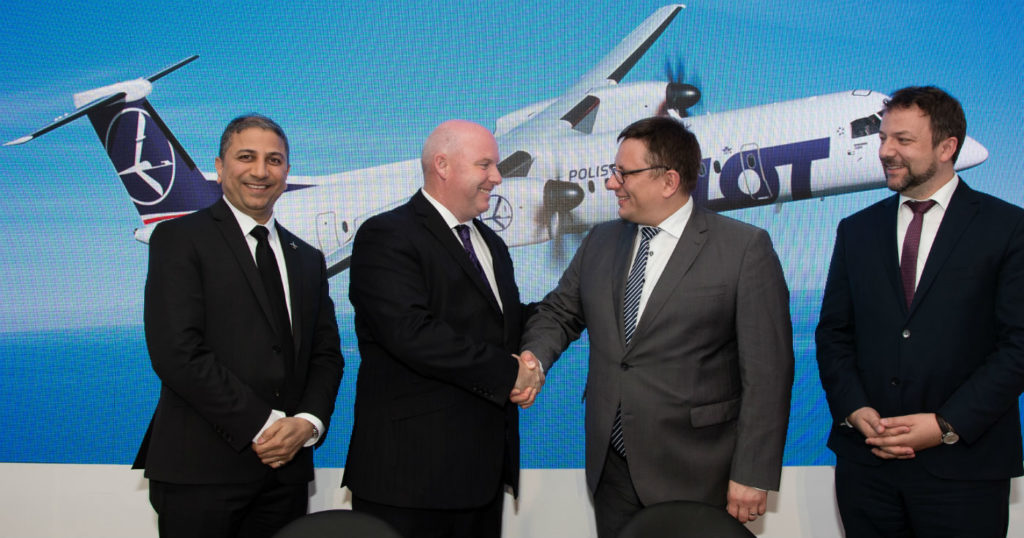 LOT Polish Airlines has signed a five-year Smart Parts agreement with Bombardier to provide long-term component management for the airline's fleet of 10 Q400 aircraft. Bombardier Photo