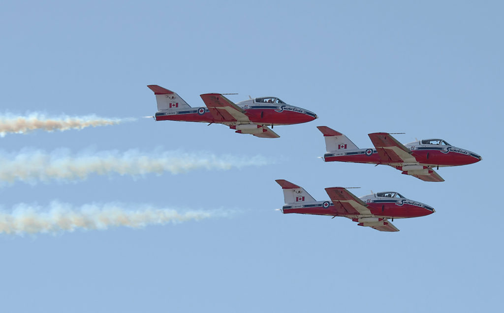Most pilots who try out for the Snowbirds today don't have any formal training or flying time in the Canadian-made CT-114 Tutor. They learn the ropes from senior team members and pilots from the Ops/Standards Cell. Mike Luedey Photo