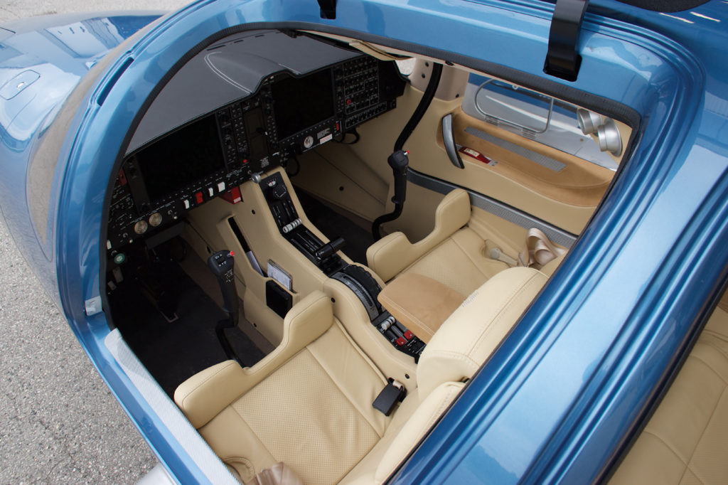 The cockpit is accessed via gull-wing doors that, together with the control sticks and interior layout, bring a high-end sports car to mind. Rob Erdos Photo
