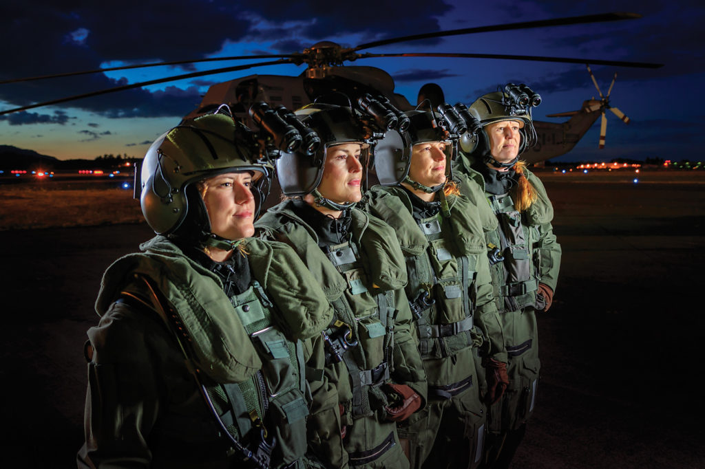 443 Maritime Helicopter Squadron members at Victoria International Airport, left to right: Carly Cake, Chelsey Llewellyn, Tanya Carr and Darlene Such. Heath Moffatt Photo