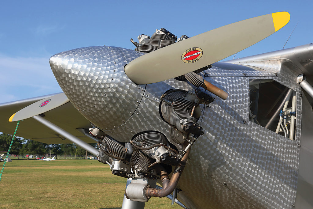 The EAA replica is built from original plans, but was necessarily modified. For example, a Continental R-670 engine was substituted for the increasingly rare Wright Whirlwind J-5. Parr Yonemoto