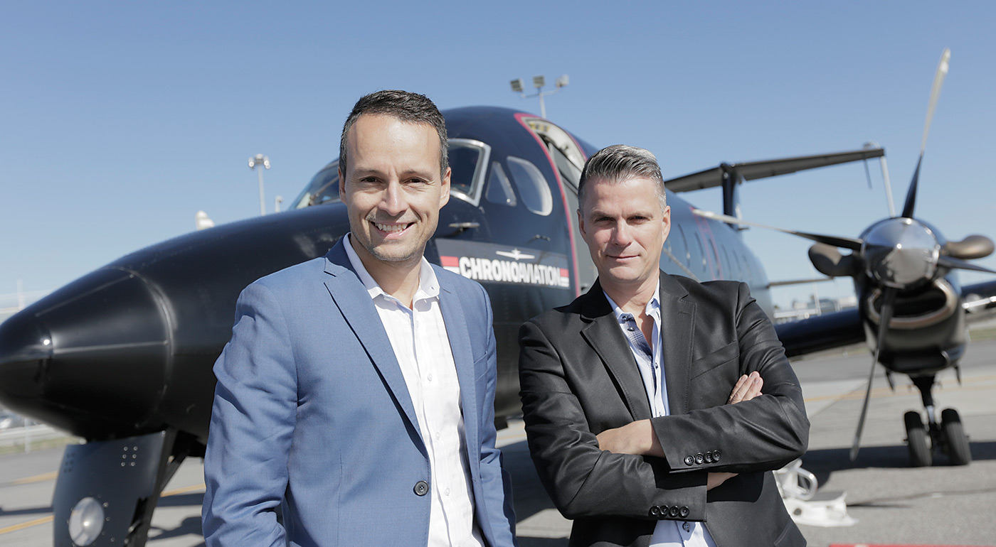 Chrono Aviation was founded by Vincent Gagnon, right, president and chief pilot, and Dany Gagnon, the company's vice-president and operations director.