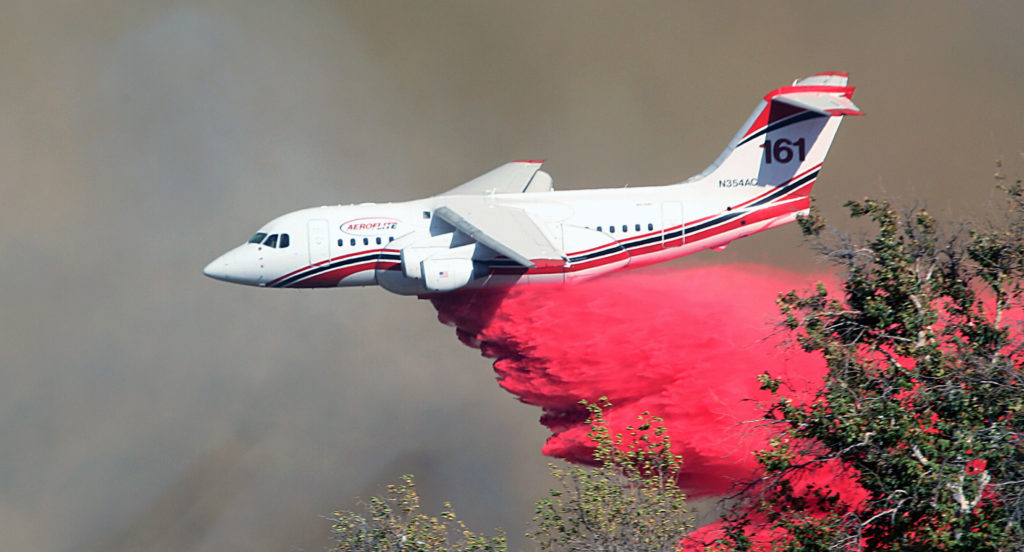 Conair Aerial Firefighting jets have dropped millions of litres of retardant to help combat North American wildfires. 