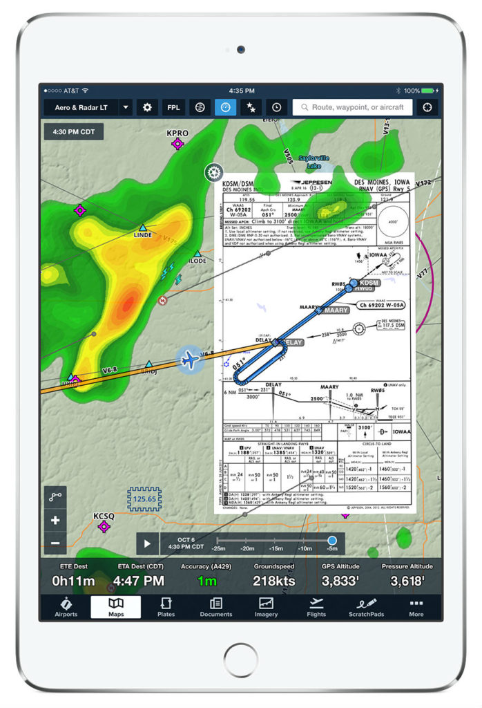 Pilot situational awareness improved by SD and ForeFlight data integration--compatible with an iPad or iPhone. Satcom Direct Photo