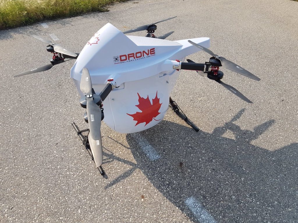 DDC's drones are operated in Class E air space, which has hundreds of daily helicopter and aircraft flights taking place. Drone Delivery Canada Photo