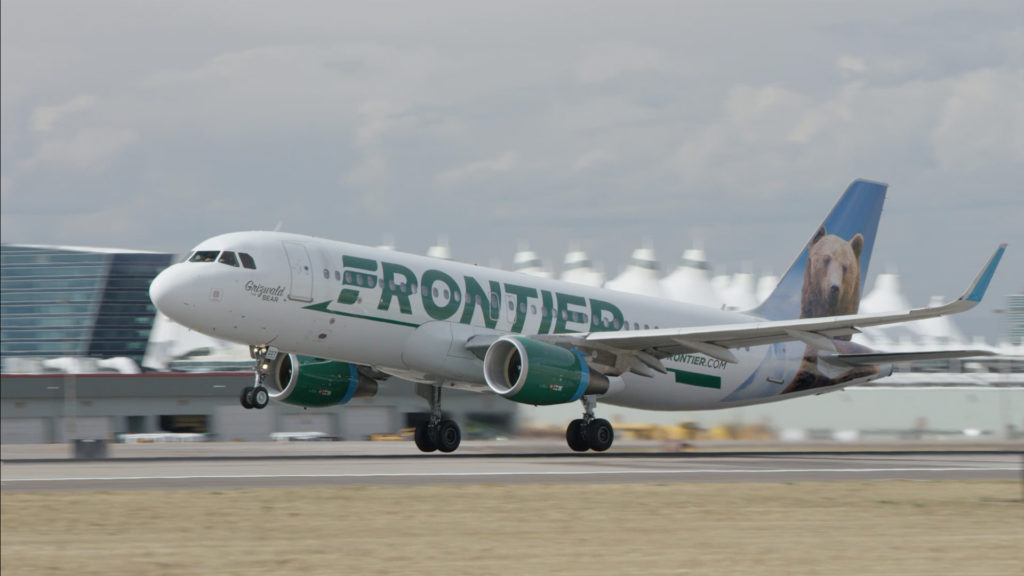 Frontier Airlines plane taking off