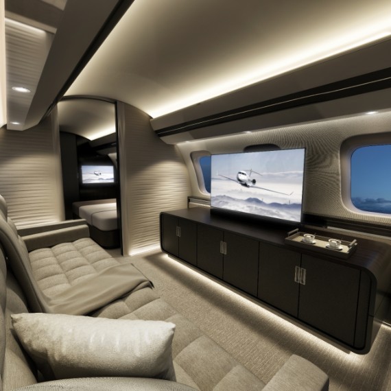 The aircraft will feature the industry's most well-appointed kitchen, four distinct living spaces and an advanced wing design that will ensure an exceptionally smooth ride. Bombardier Photo