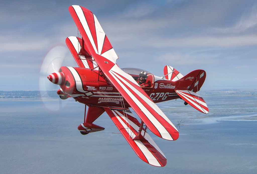 Handy flies his red and white Pitts Special S-2B 