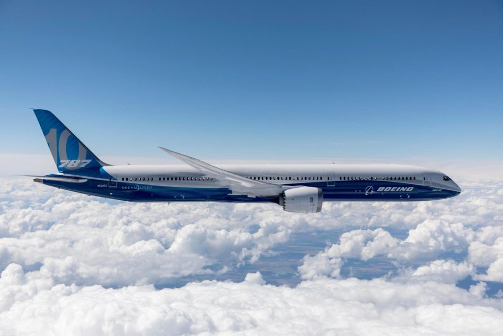 The 787-10 Dreamliner can fly 330 passengers up to 11,910 kilometres, while also setting a new benchmark for fuel efficiency. Boeing Photo