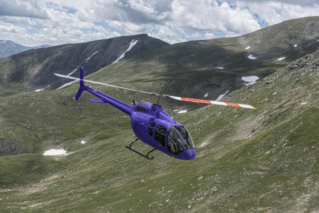 Purple Bell 505 in flight