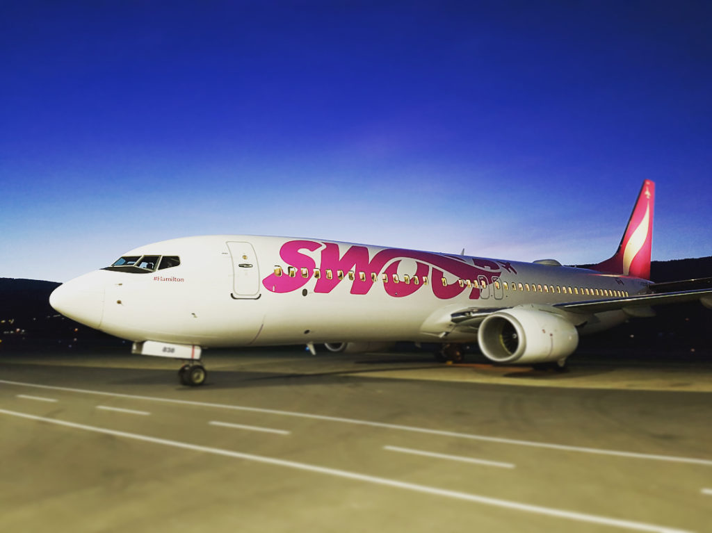 Swoop aircraft rests on tarmac