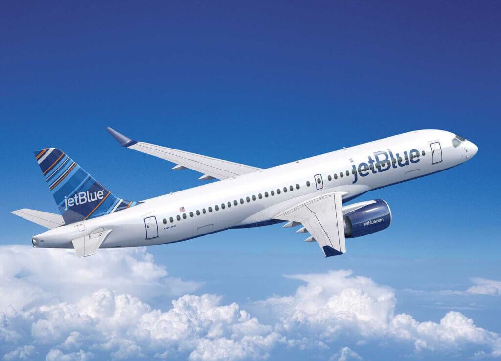 Airbus A220-300 in JetBlue livery