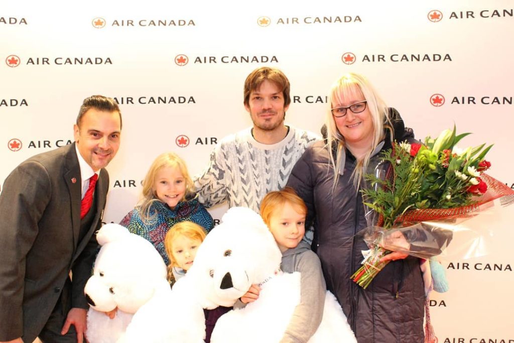 Air Canada pilots and flight attendants offered gifts to arriving customers on select flights. Air Canada Photo