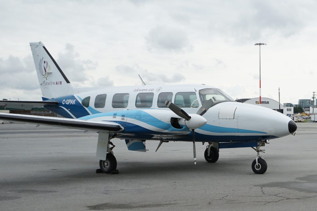 Iskwew Air is launching with a single eight-seat Piper Navajo aircraft, which will operate out of the South Terminal at YVR. Iskwew Air Photo 