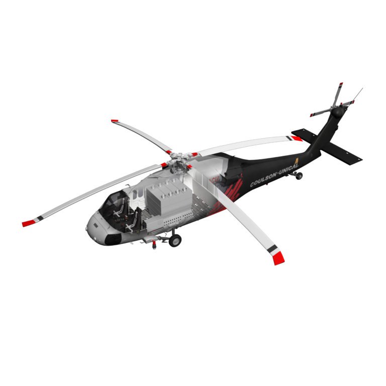 A rendering of the Coulson-Unical UH-60 (CU-60), which features Coulson's RADS tank, to be known on the Black Hawk as the RADS-M. Coulson Aviation Image