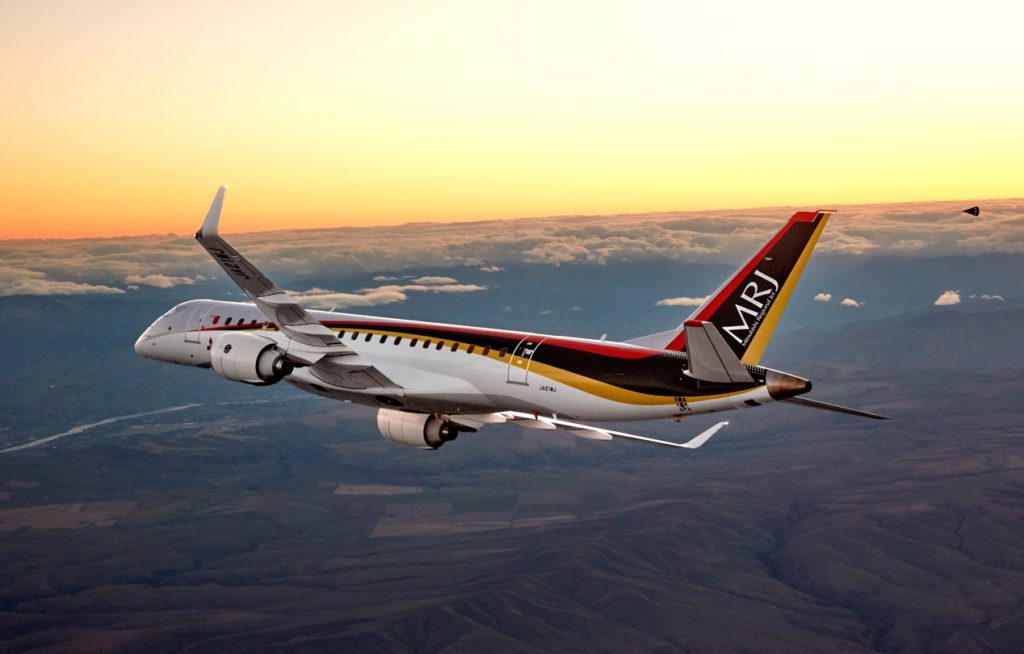 The SpaceJet family of aircraft will include the M90, previously known as the MRJ90, and the newly announced M100. Mitsubishi Aircraft Corporation Photo