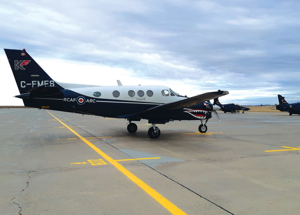 One of seven Beechcraft King Air C-90B aircraft used for Phase III multi-engine training at 3 CFFTS. Chris Thatcher Photo