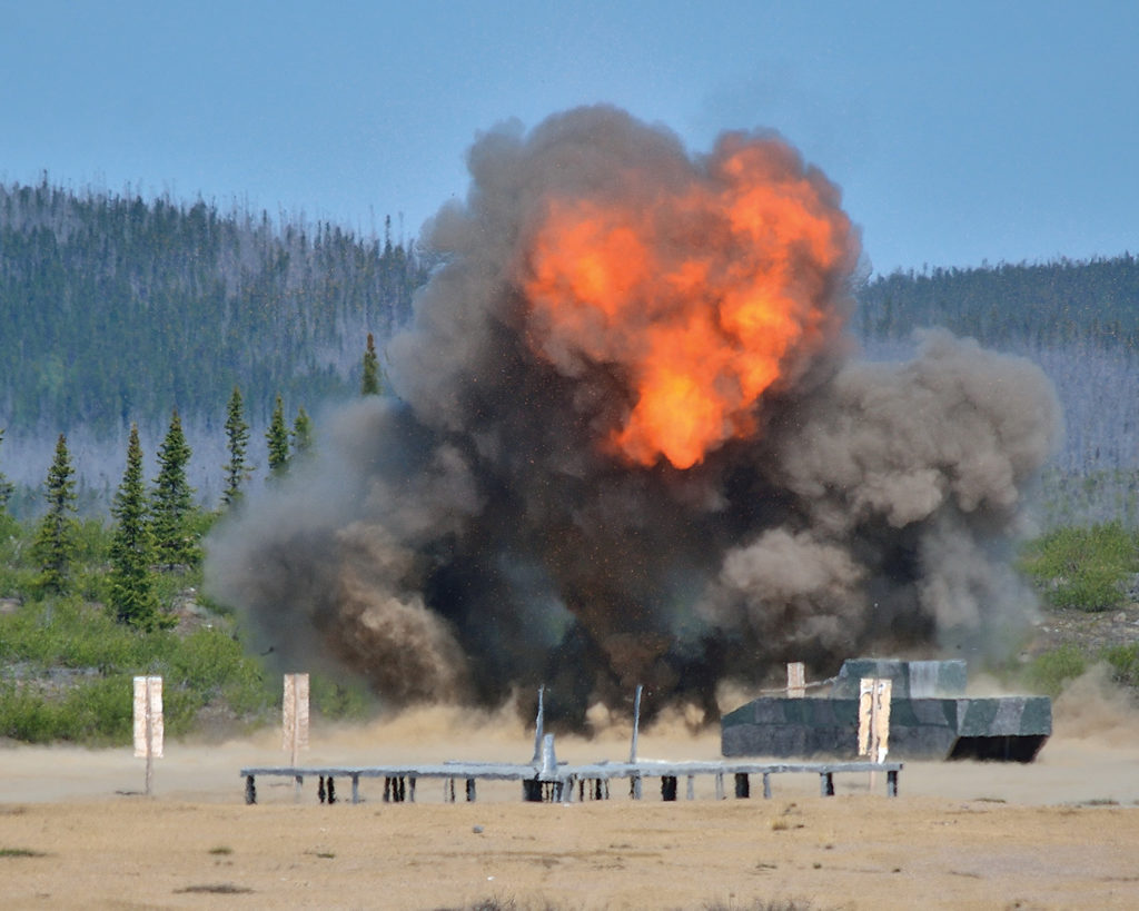 The PTA includes an air-to-ground range that allows for precision-guided munition (PGM) drops and door gun training, as well as a 360-degree small arms range and live-fire fighting in built-up area houses. DND Photo