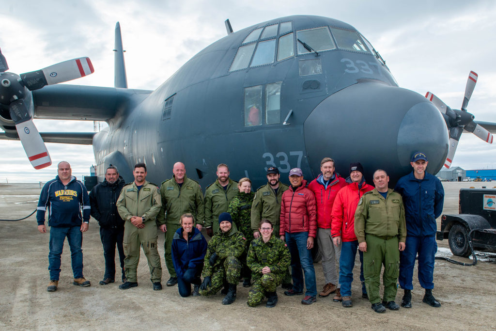 While the pilots, navigator and loadmasters came from 413 Squadron, the flight engineer and technician came from 424 Transport and Rescue Squadron, based at 8 Wing Trenton, Ont. 424 also provided the CC-130 Hercules on which approximately 34 flying hours were logged over four days, including transport to and from Resolute Bay and Trenton. RCAF Photo